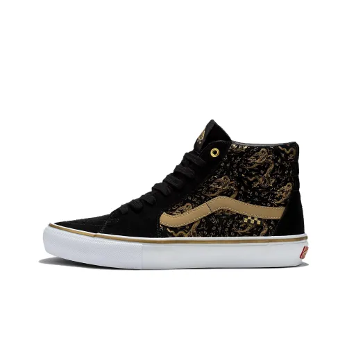 Vans SK8 Skateboard Shoes Unisex High-Top Black/Gold/White