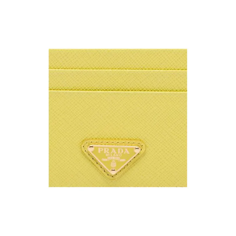 PRADA Saffiano Leather Card Holder Wallet Women's Pomelo Green-3
