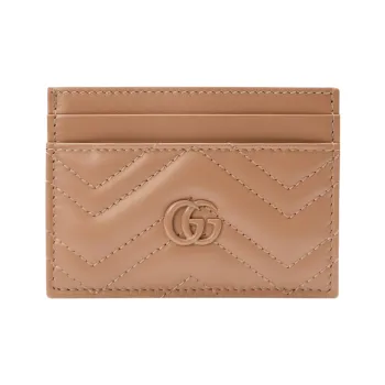 GUCCI GG Marmont Leather Card Holder Women's Rose Beige