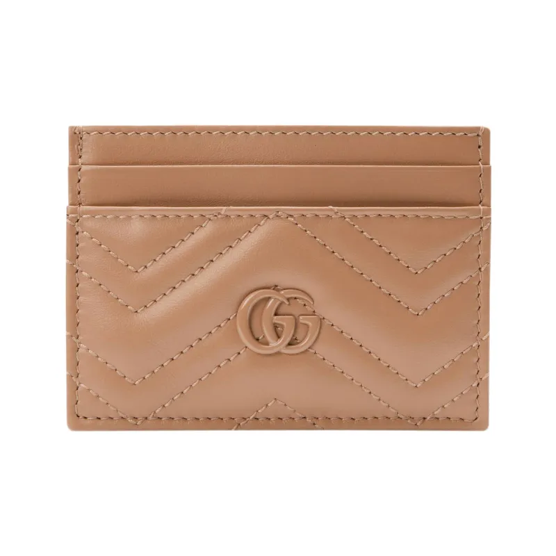 GUCCI GG Marmont Leather Card Holder Women's Rose Beige-0