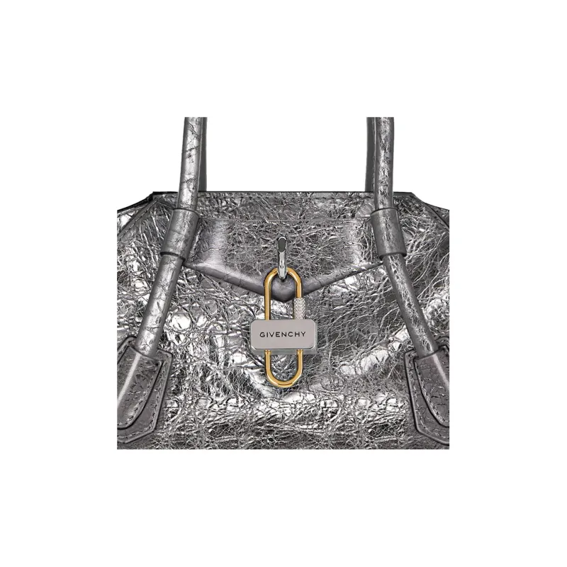 GIVENCHY Antigona Lambskin Shoulder Bag Crossbody Bag Handbag Mini Women's Silver-4