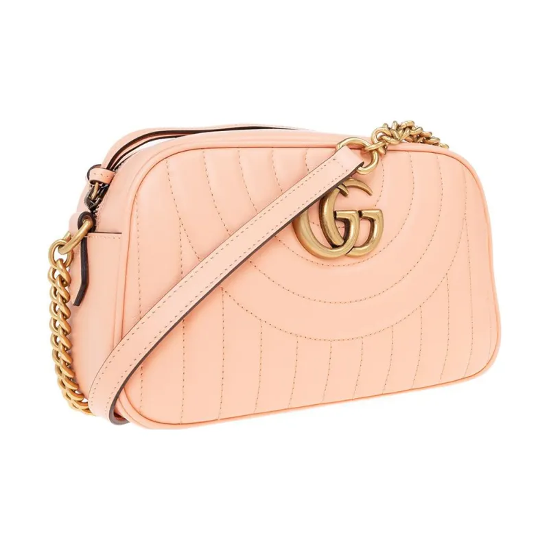 GUCCI Marmont Quilting Leather Camera Bag Shoulder Bag Crossbody Bag Women's Pink-1