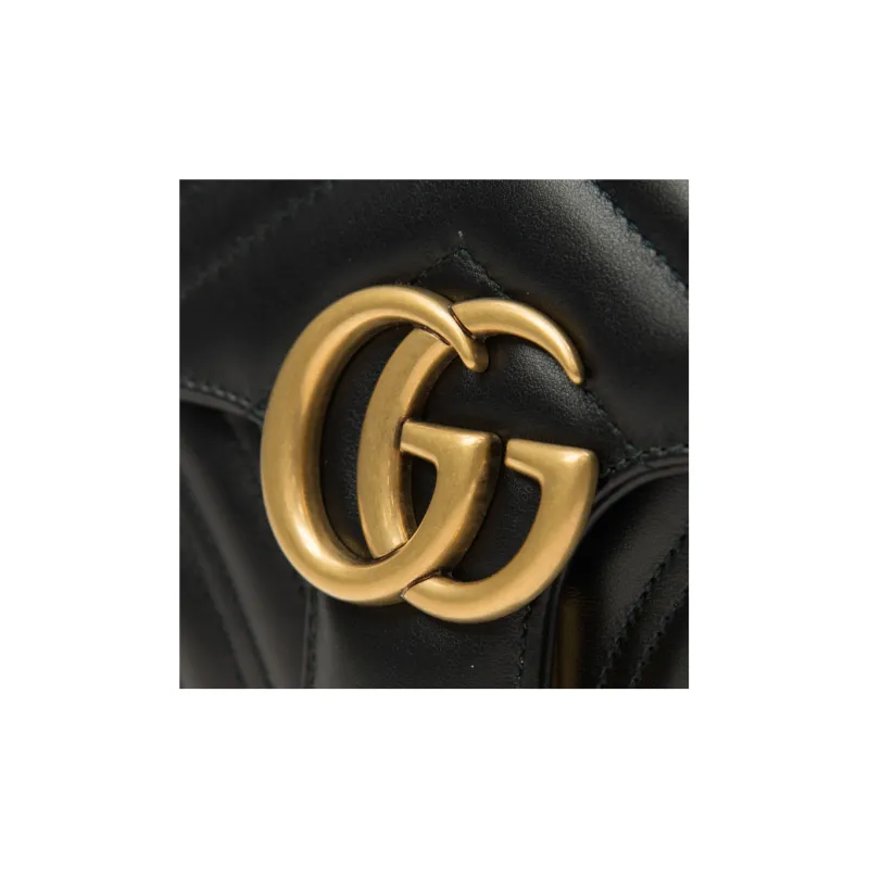 GUCCI GG Marmont Mini Shoulder Bag Matelasse Chevron Black-4