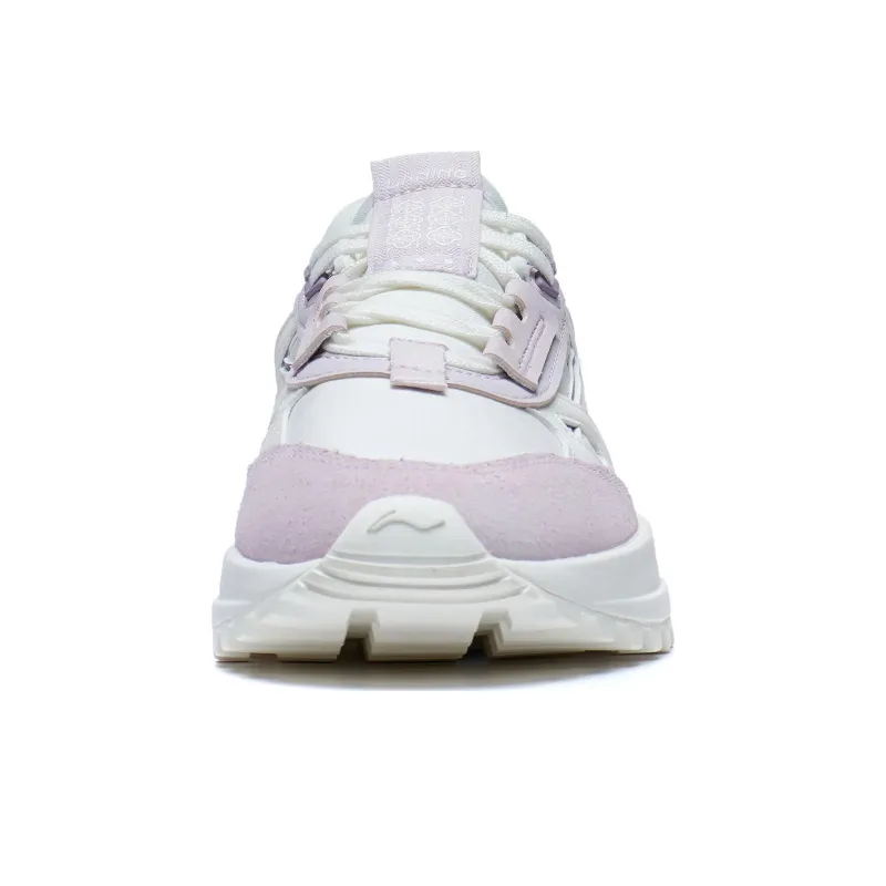 LiNing Wind Rider 2.0 Anti Slip Wear Resistant Low Top Sports Casual Shoes Women's White Gray Purple-4