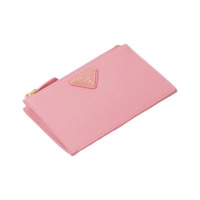 PRADA Saffiano Leather Card Holder Wallet Women's Petal Pink-2