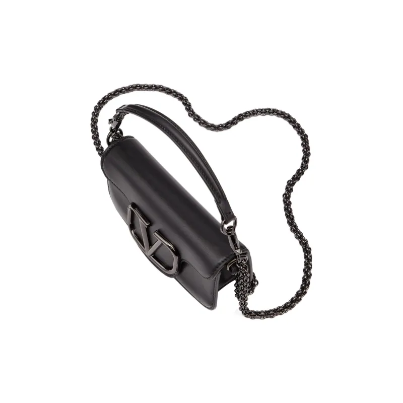 Valentino Locò Calfskin Portable Crossbody Bag Shoulder Bag Small Size Women's Black-4