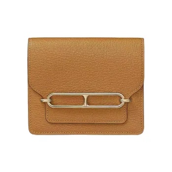 HERMES Roulis Goatskin Clutch Fanny Pack Wallet Women's 28 Caramel Caramel