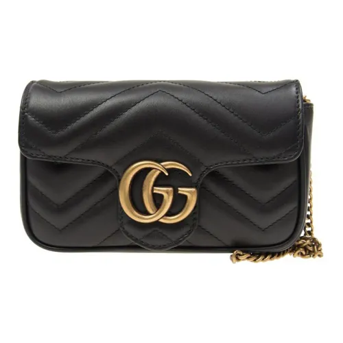 GUCCI GG Marmont Leather Super Mini Bag Black
