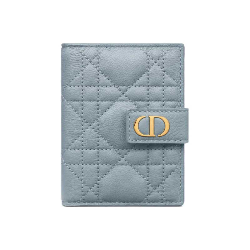DIOR Caro Calfskin Card Holder Wallet Women's Cloud Blue-0