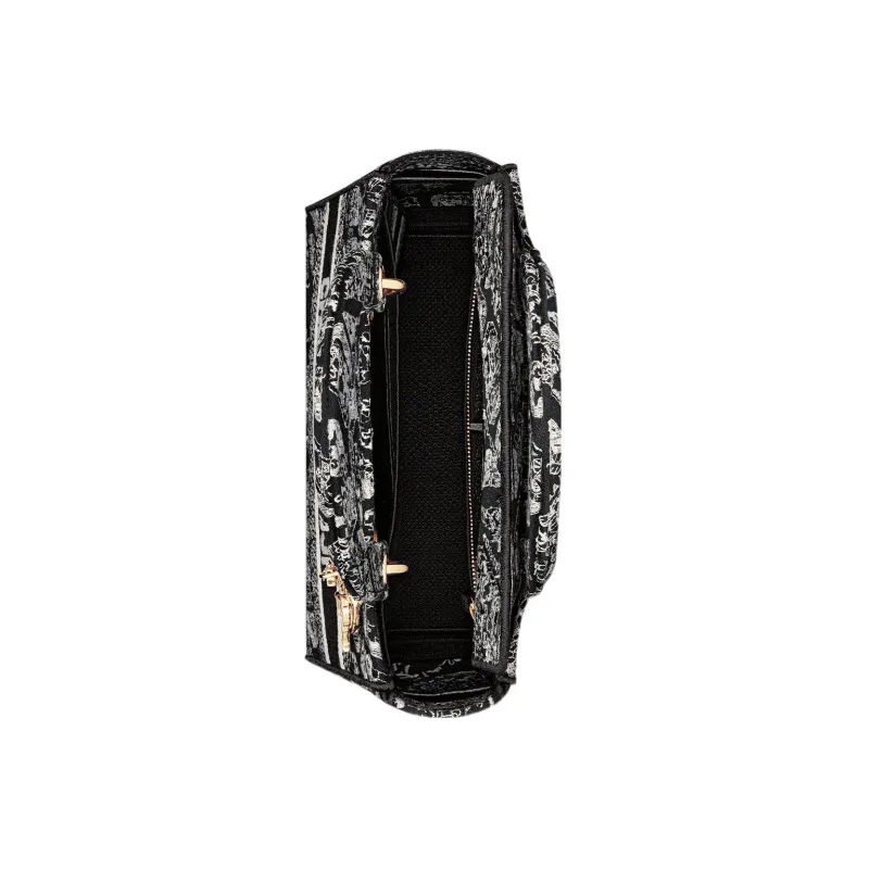 DIOR Lady D Lite Embroidery Lady Dior Bag, Shoulder Bag, Crossbody Bag, Handbag Medium Size Women's Black-3