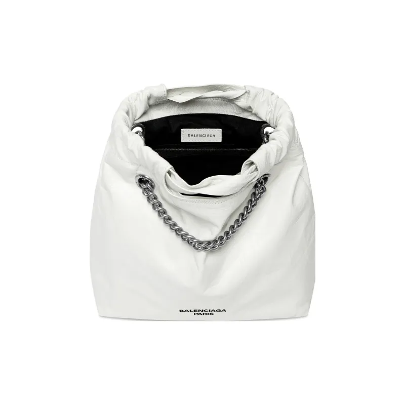 Balenciaga CRUSH Matte Calfskin Portable Crossbody Bag, Shoulder Bag Small Size Women's White-1