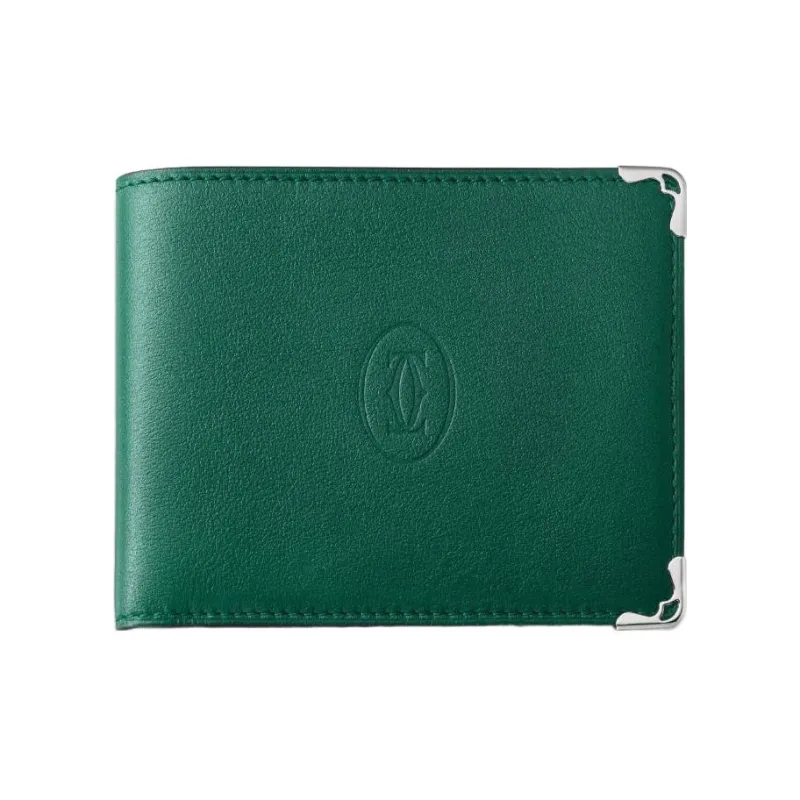 CARTIER Must De Cartier Calfskin Card Holder Women's Peacock Green-0