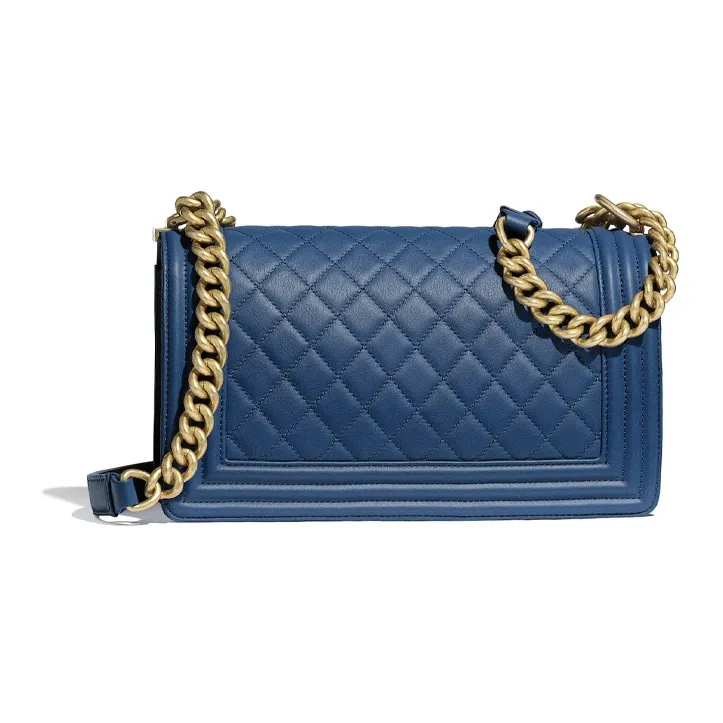 CHANEL Leboy Calfskin Shoulder Bag, Crossbody Bag Women's Blue-1