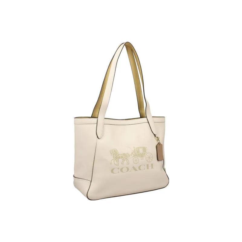 COACH Leather Tote Bag, Shopping Bag, Crossbody Bag, Shoulder Bag, Handbag Tubas Women's Ecru-3