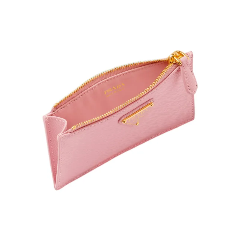 PRADA Saffiano Leather Card Holder Wallet Women's Petal Pink-3