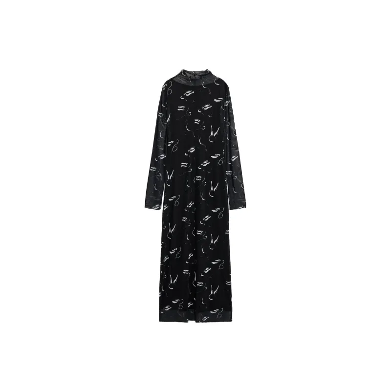 ZARA Long-Sleeved Dresses Women's Black-1