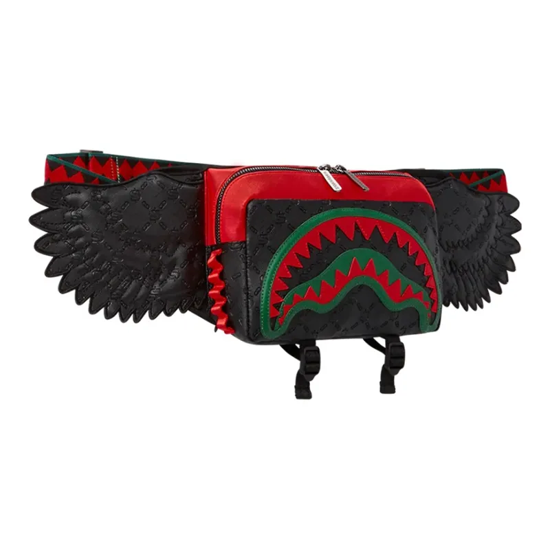 SPRAYGROUND PVC Crossbody Bag, Wings Bag, Fanny Pack Trumpets Unisex Black-1