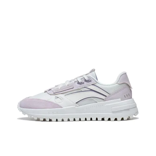 LiNing Wind Rider 2.0 Anti-Slip Wear-Resistant Low-Top Sports Casual Shoes Women's White Gray Purple