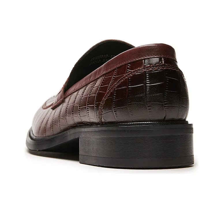 KANGNAI Dress Shoes Men Low-Top Burgundy-3