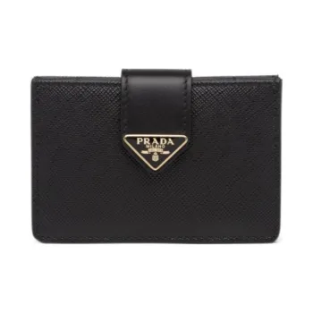 PRADA Saffiano Leather Card Holder Women's Black