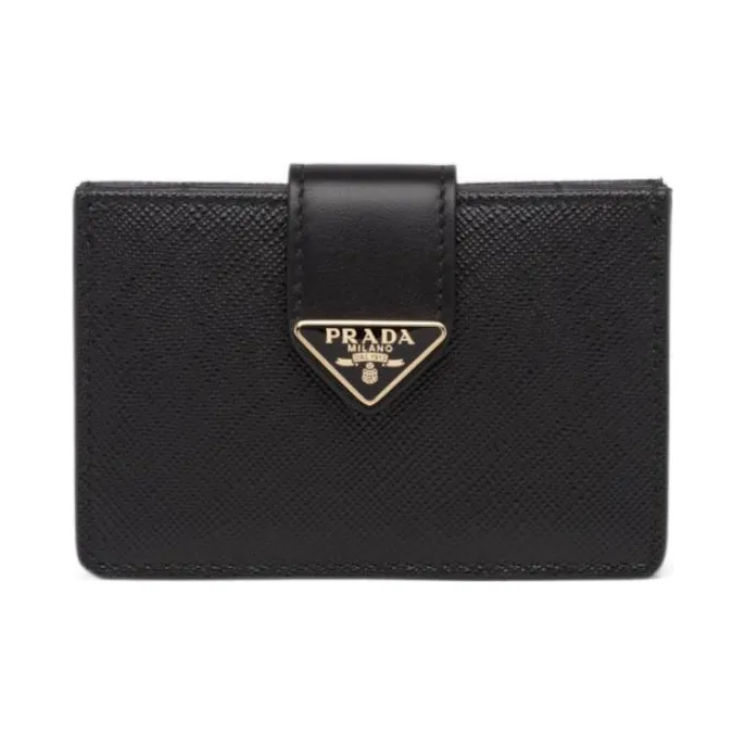 PRADA Saffiano Leather Card Holder Women's Black-0