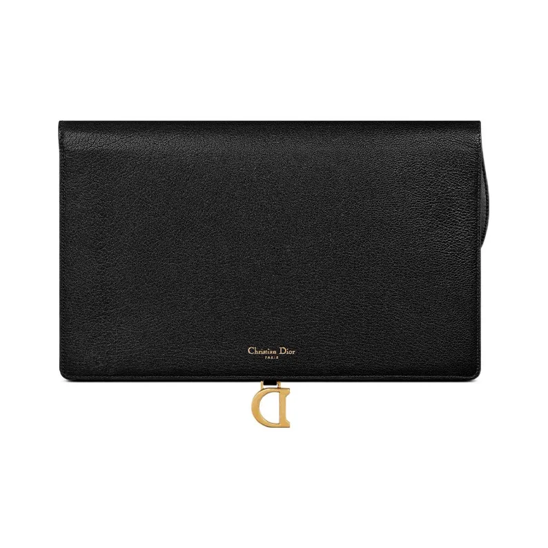 DIOR Saddle Goatskin Clutch Regular Women's Black-3