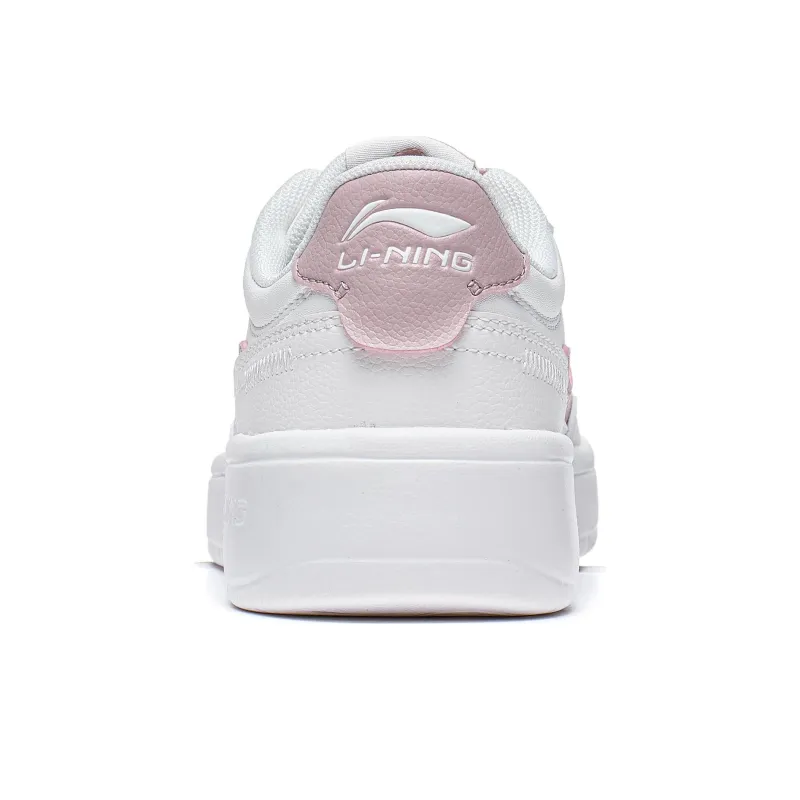 LiNing Relaxing Anti Slip Wear Resistant Low Top Skateboard Shoes Women's White Pink-4