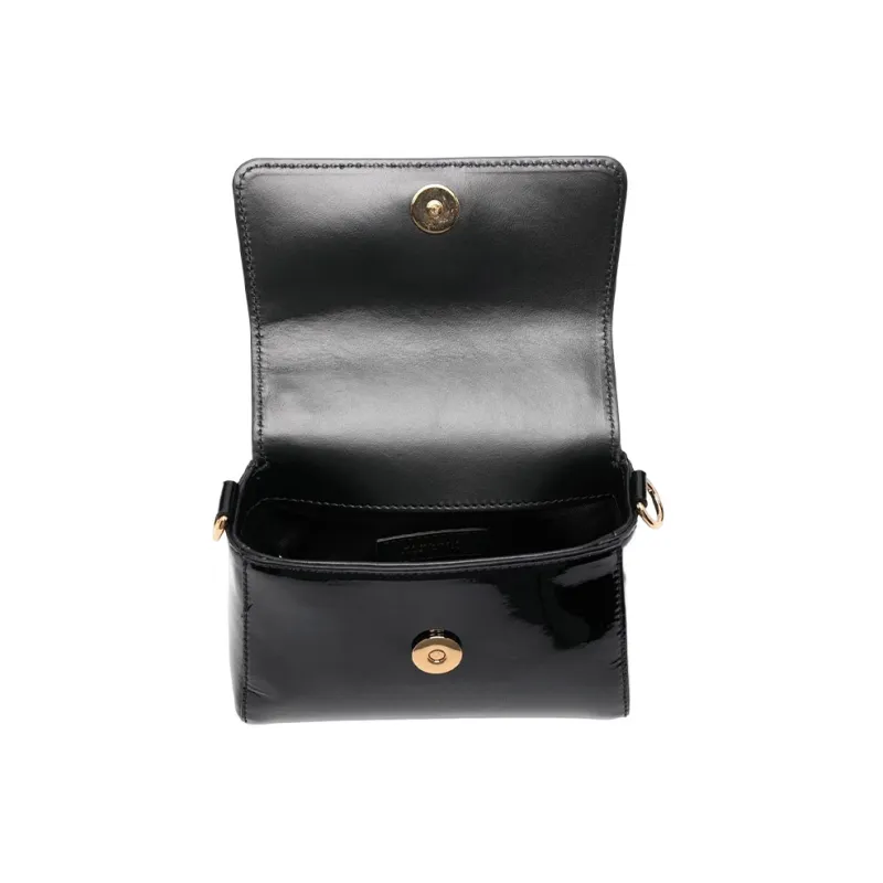 VERSACE Patent Leather Cowhide Handbag Shoulder Bag Crossbody Bag Mini Kids' Black-3