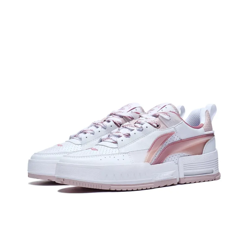 LiNing Li Cheng Lining Is Anti Slip Wear Resistant Low Top Sports Casual Shoes Women's White Pink-2
