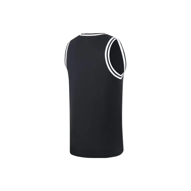 LiNing Sports Basketball Collection Basketball Suit Men's Black And White Woven Ribbon.-3