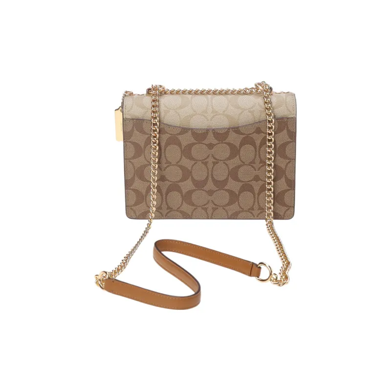 COACH Klare Canvas With Leather Trunk Bag, Shoulder Bag, Crossbody Bag Trumpets Women's Yellow & Brown Monogram-3