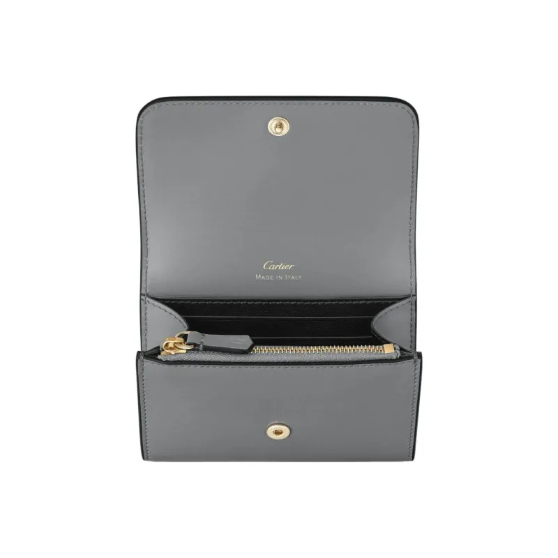CARTIER Calfskin Wallet Mini Women's Gray-2