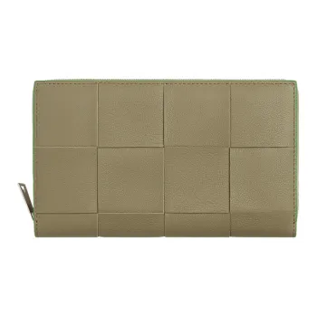 Bottega Veneta Lambskin With Calfskin Wallet Men's Taupe/Parrot Green