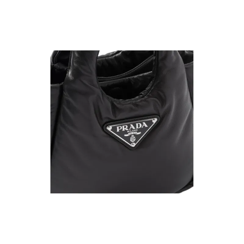 PRADA Small Padded Soft Nappa Leather Bag Black-4