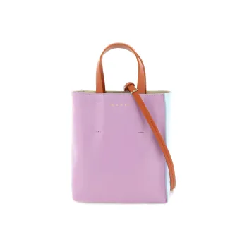 MARNI Museo Calfskin Tote Bag, Shopping Bag, Crossbody Bag, One Shoulder Handbag Mini Women's Pink/Blue