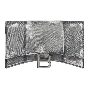 Balenciaga Hourglass Lambskin Hourglass Bag One Shoulder Crossbody Chain Wallet Women's Black