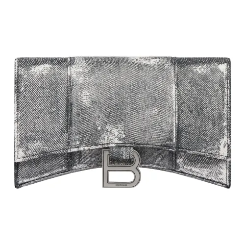 Balenciaga Hourglass Lambskin Hourglass Bag One Shoulder Crossbody Chain Wallet Women's Black
