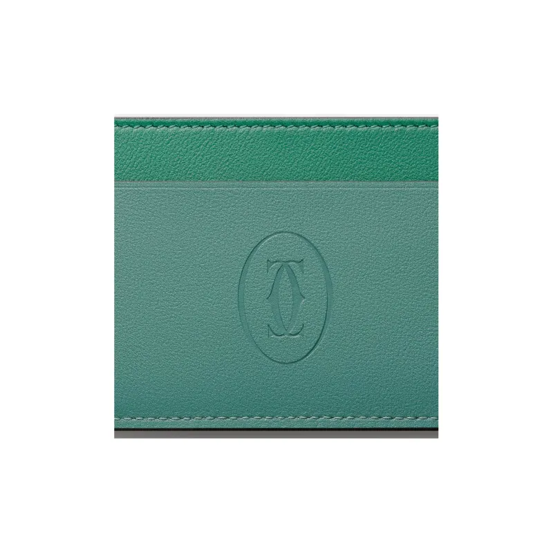 CARTIER Must De Cartier Calfskin Card Holder Women's Sand Gold Stone Color-4