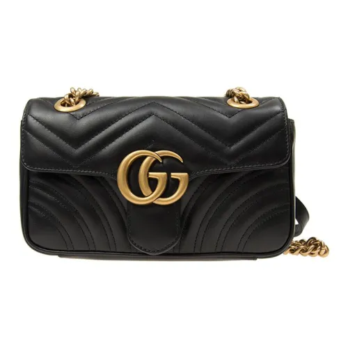 Gucci GG Marmont Mini Shoulder Bag Matelasse Chevron Black