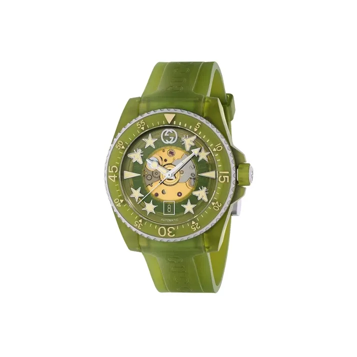 GUCCI Dive Collection Wrist Watch Automatic Mechanical Movement PC Plastic Strap 40mm Green Dial Women's Watch-0
