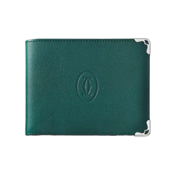 CARTIER Must De Cartier Calfskin Card Holder Women's Peacock Green