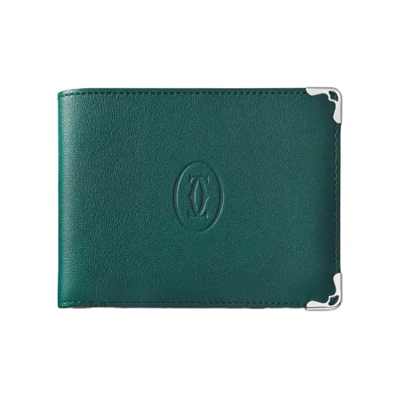 CARTIER Must De Cartier Calfskin Card Holder Women's Peacock Green-0