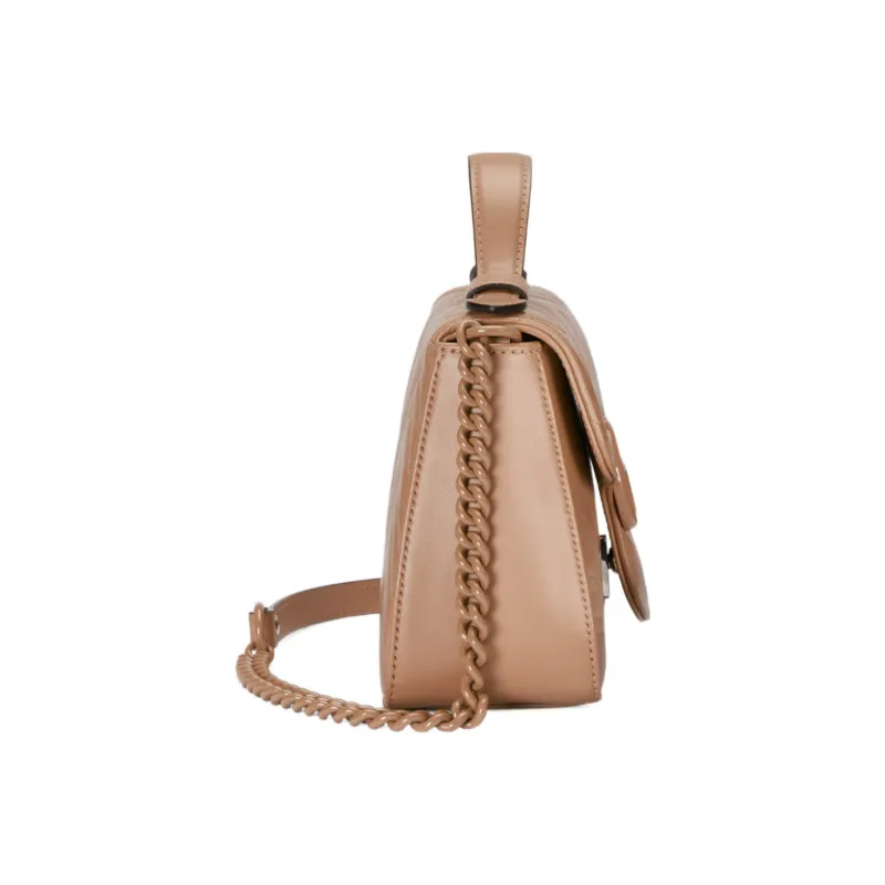 GUCCI GG Marmont Leather Messenger Bag Chain Shoulder Bag Crossbody Bag Handbag Mini Women's Rose Beige-3