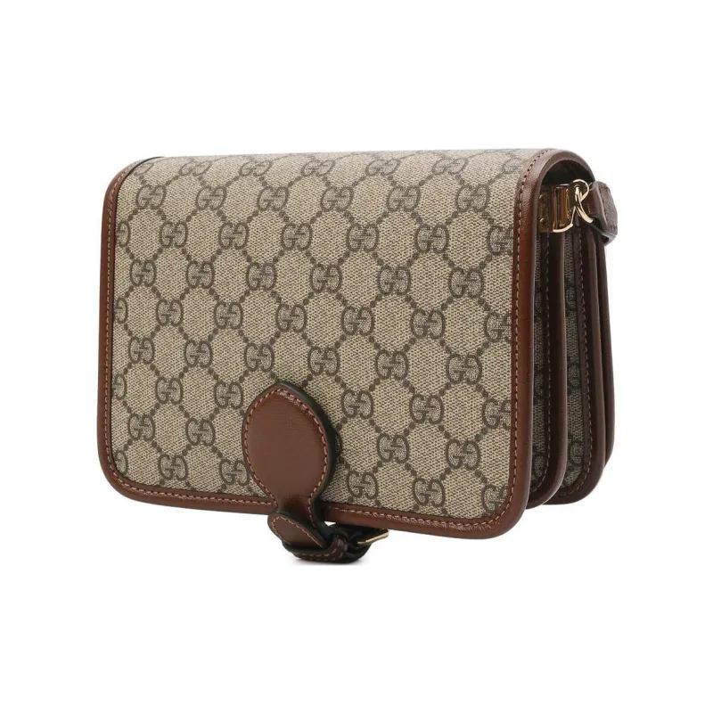 GUCCI Leather Messenger Bag, Trunk Bag, Shoulder Bag, Crossbody Bag Mini Unisex Brown-2