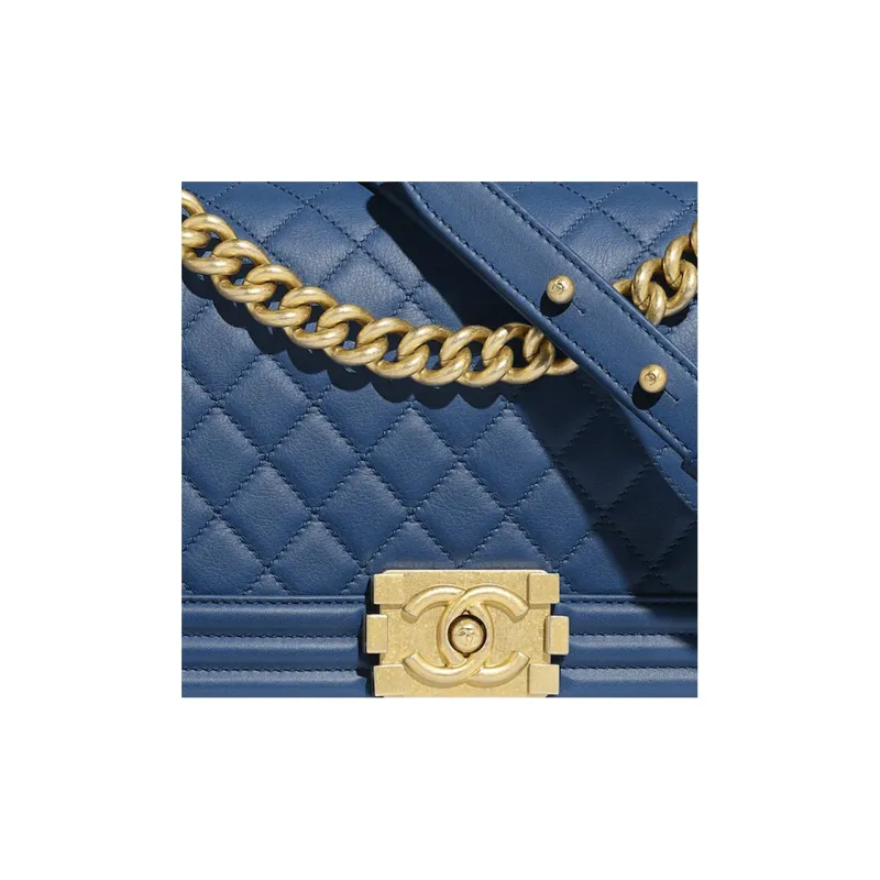 CHANEL Leboy Calfskin Shoulder Bag, Crossbody Bag Women's Blue-3