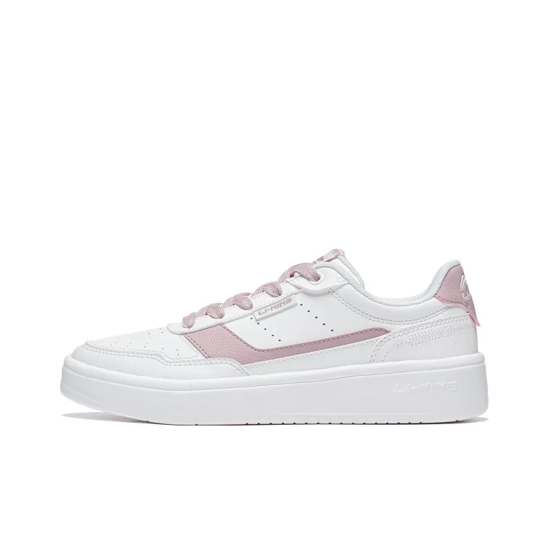 LiNing Relaxing Anti Slip Wear Resistant Low Top Skateboard Shoes Women's White Pink-0