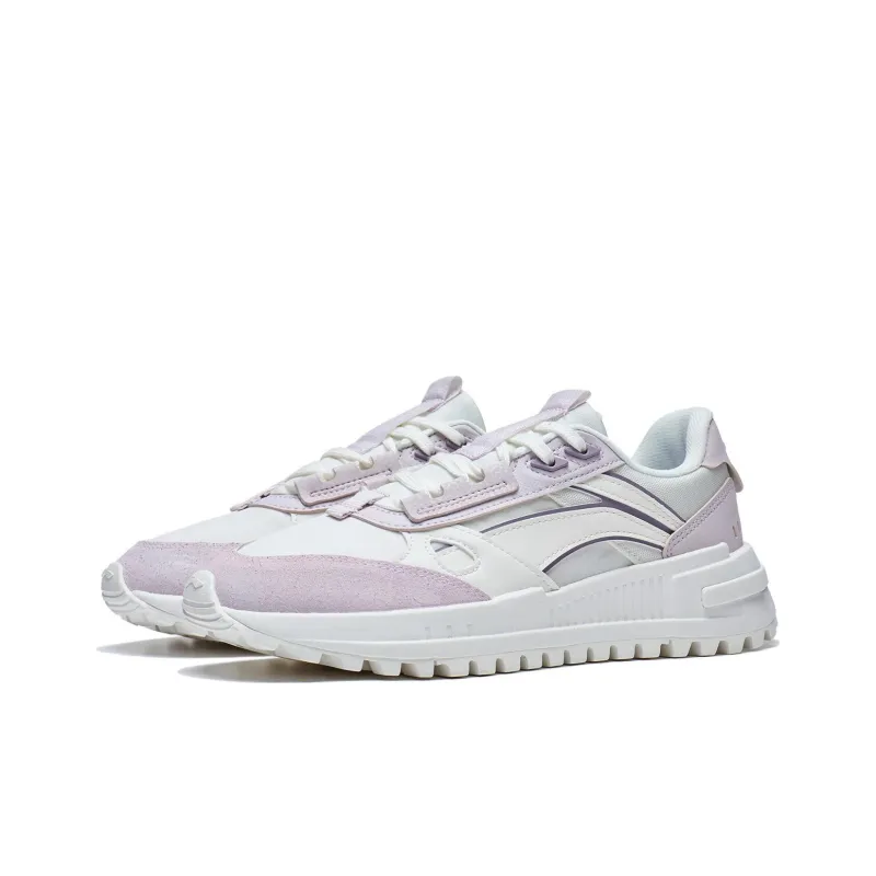 LiNing Wind Rider 2.0 Anti Slip Wear Resistant Low Top Sports Casual Shoes Women's White Gray Purple-2