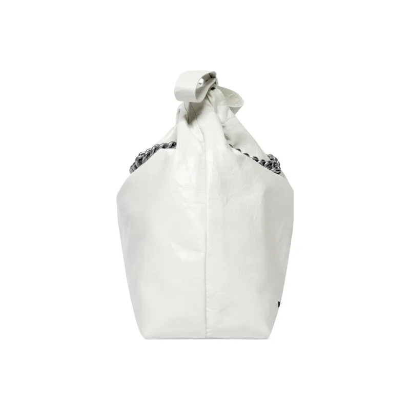 Balenciaga CRUSH Matte Calfskin Portable Crossbody Bag, Shoulder Bag Small Size Women's White-4