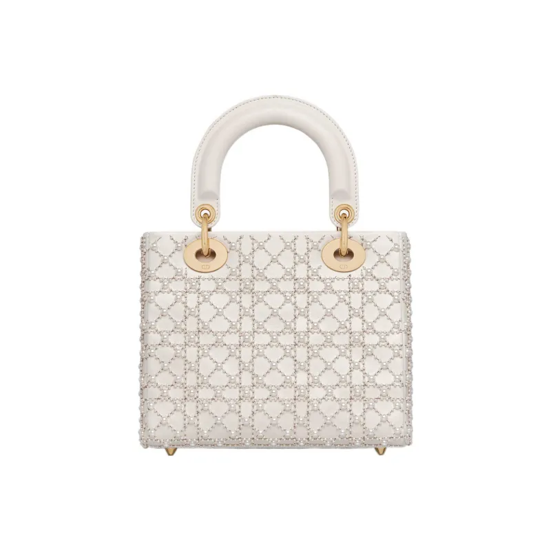 DIOR Lady Dior Calfskin Dior Bag Shoulder Bag Crossbody Bag Handbag Small Size Women's Milk White-2