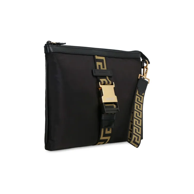 VERSACE Cow Leather Detail Clutch Tubas Men's Black/Gold-2